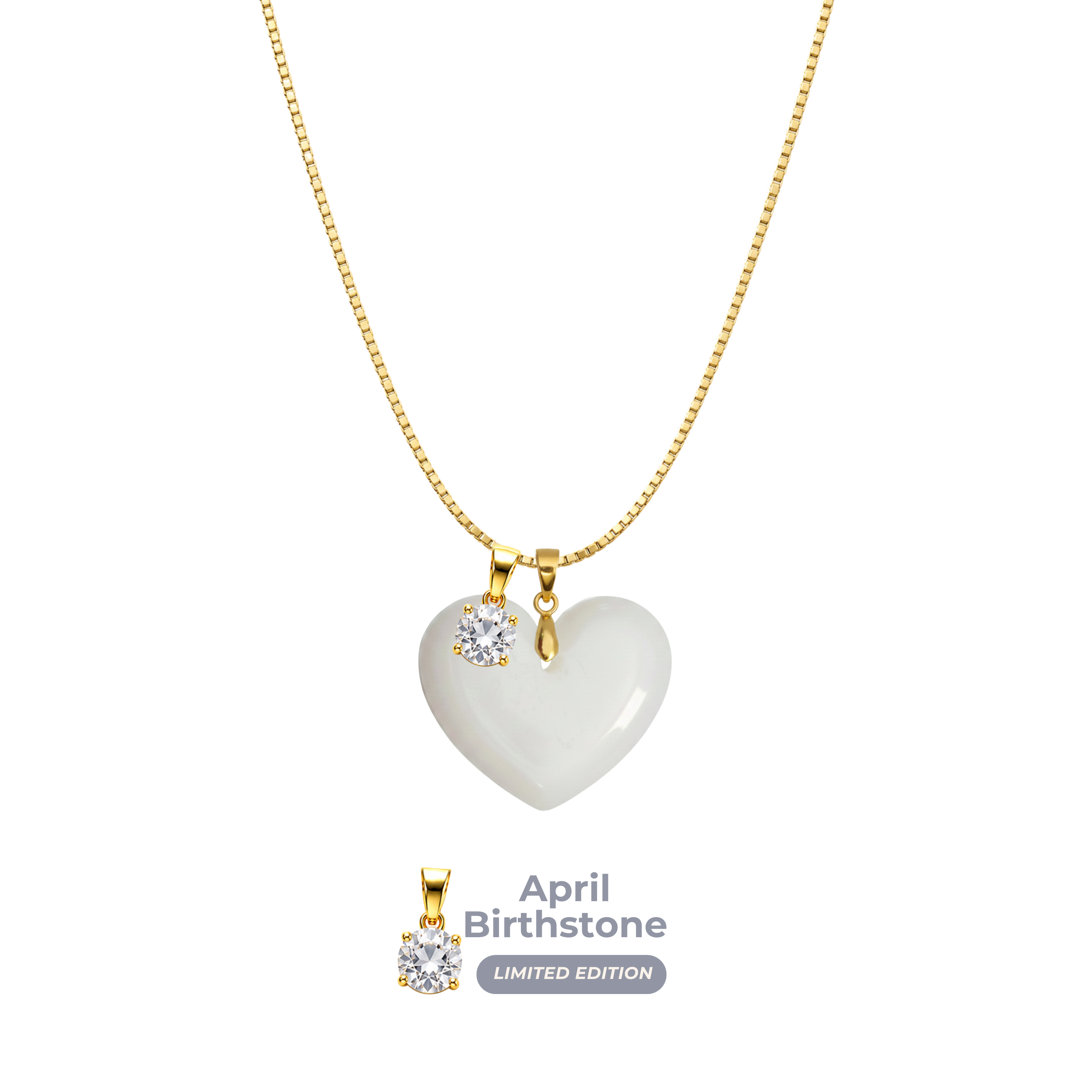 Cœur Rondouillard avec Chaîne et Pendentif du Mois de Naissance
