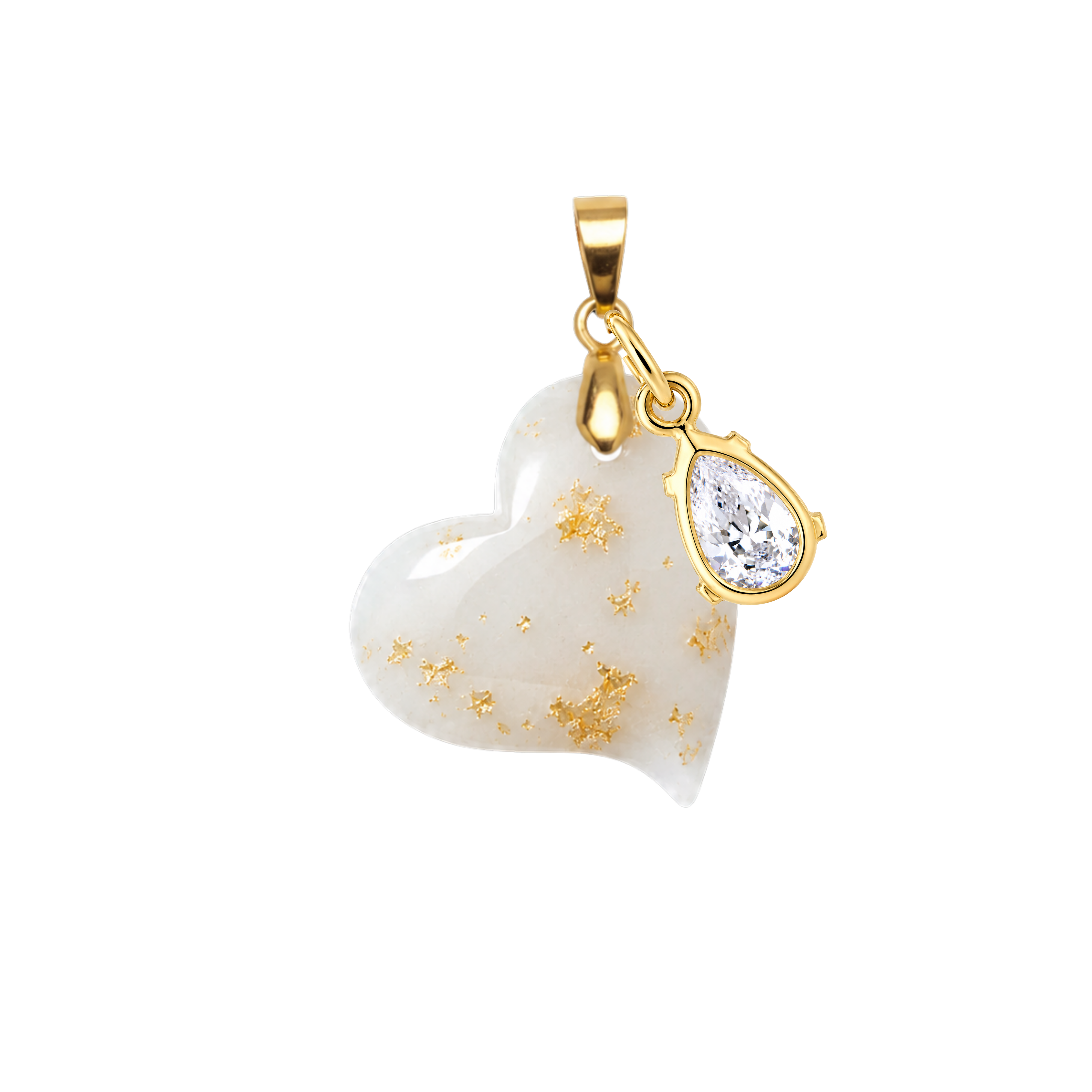 Twisted Heart Gold Leaf with Zirconia Drop