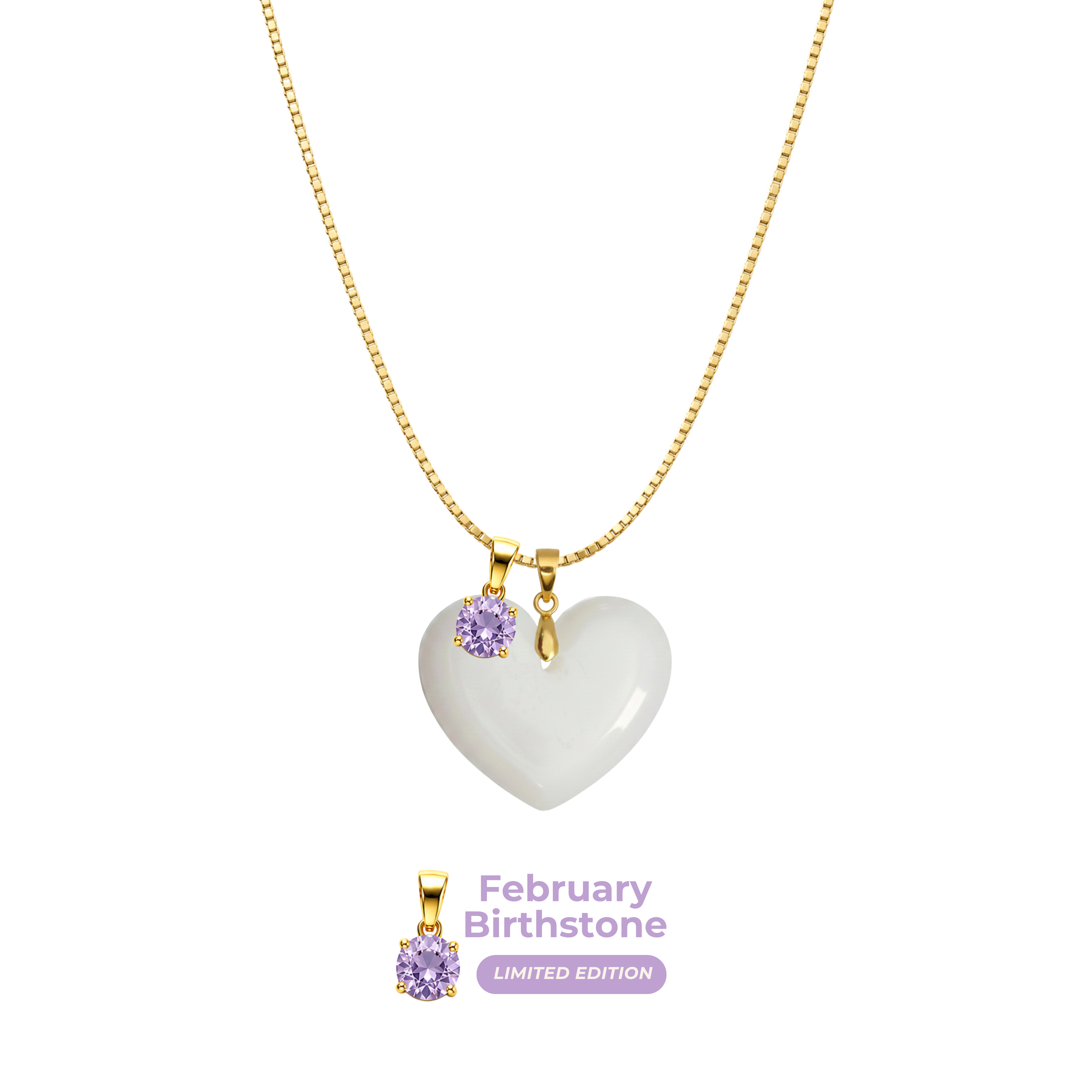 Cœur Rondouillard avec Chaîne et Pendentif du Mois de Naissance