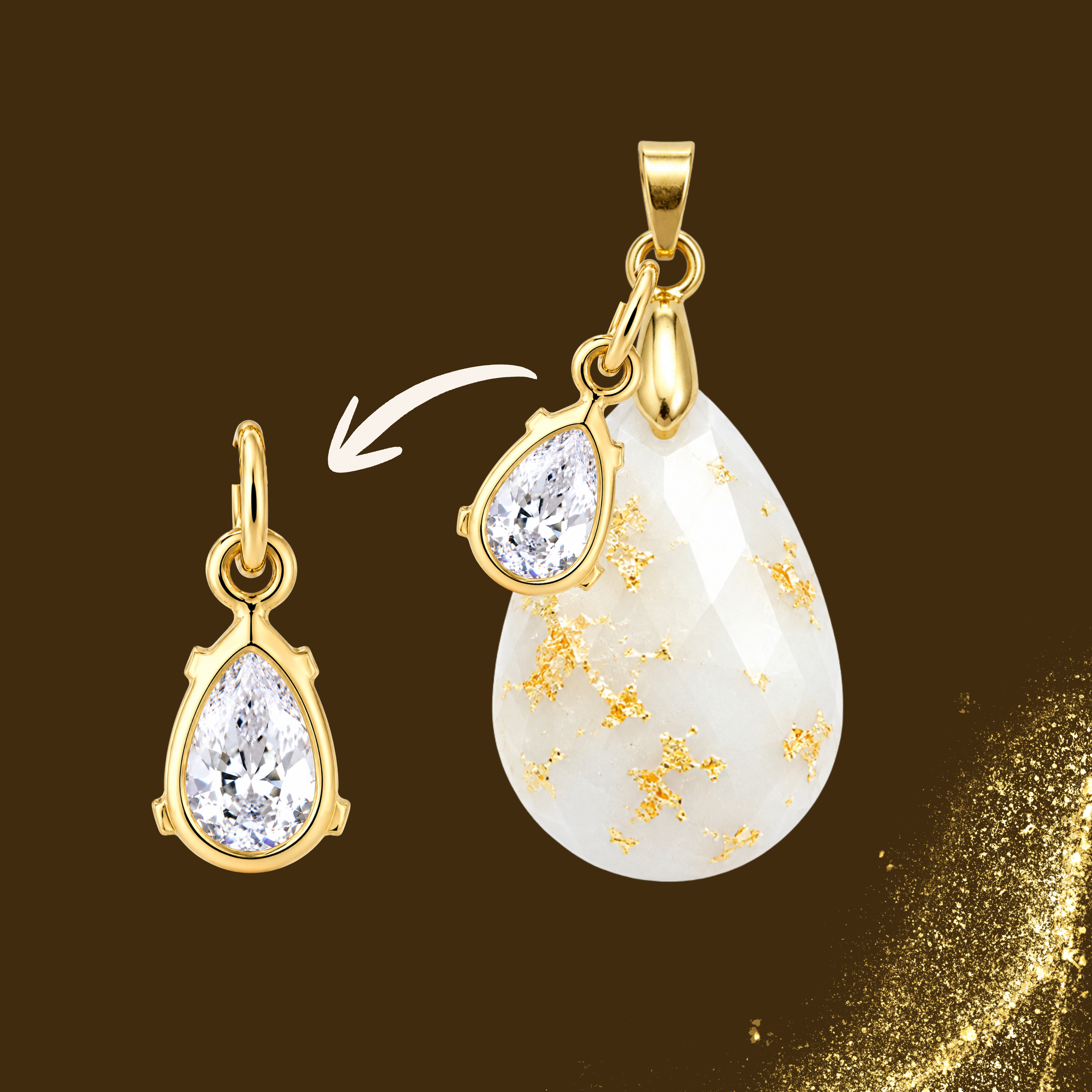Additional Pendant with Gold Leaf and a Zirconia Drop – Kit not included
