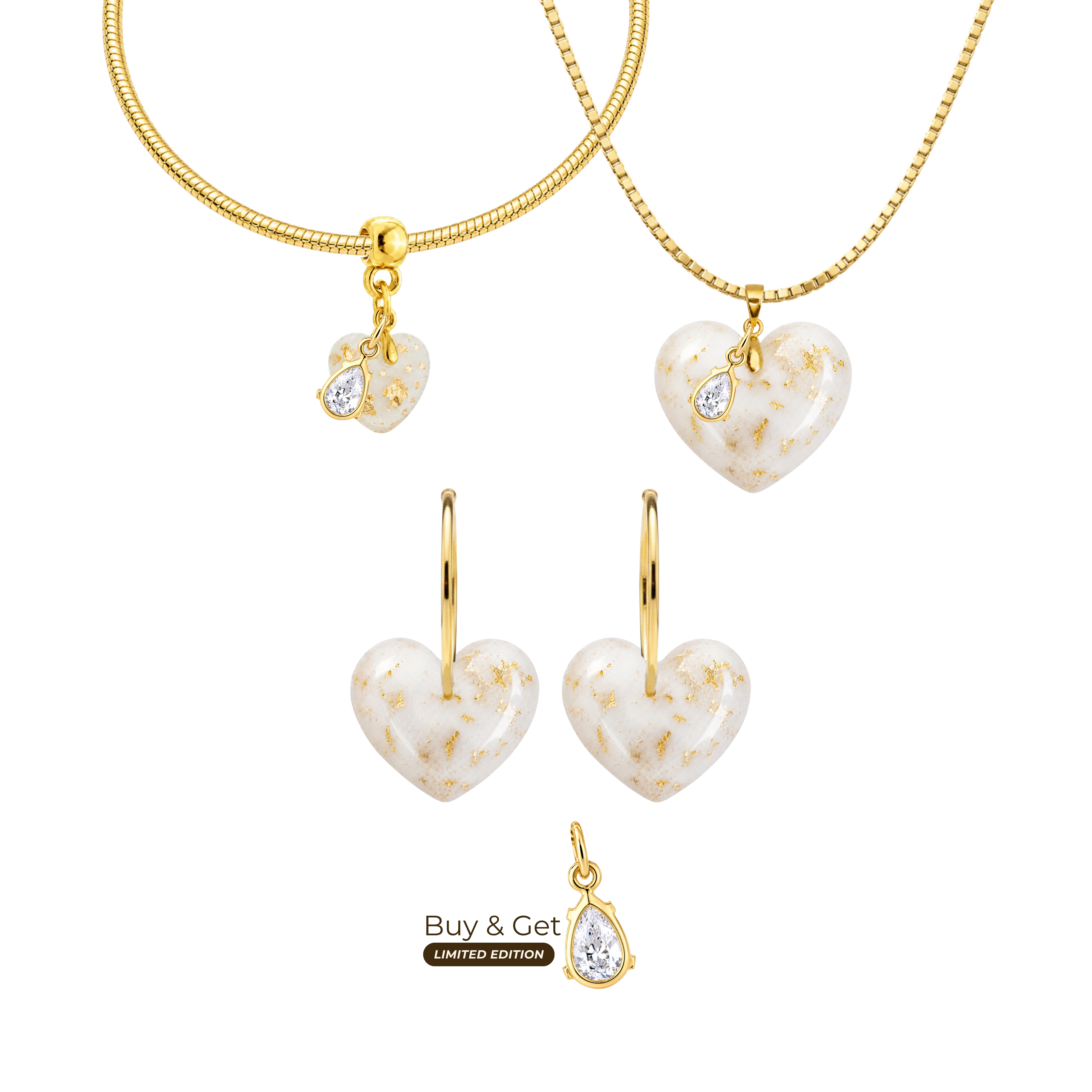 Chubby Heart with Gold Leaf and Zirconia Drop