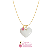 Cœur Rondouillard avec Chaîne et Pendentif du Mois de Naissance