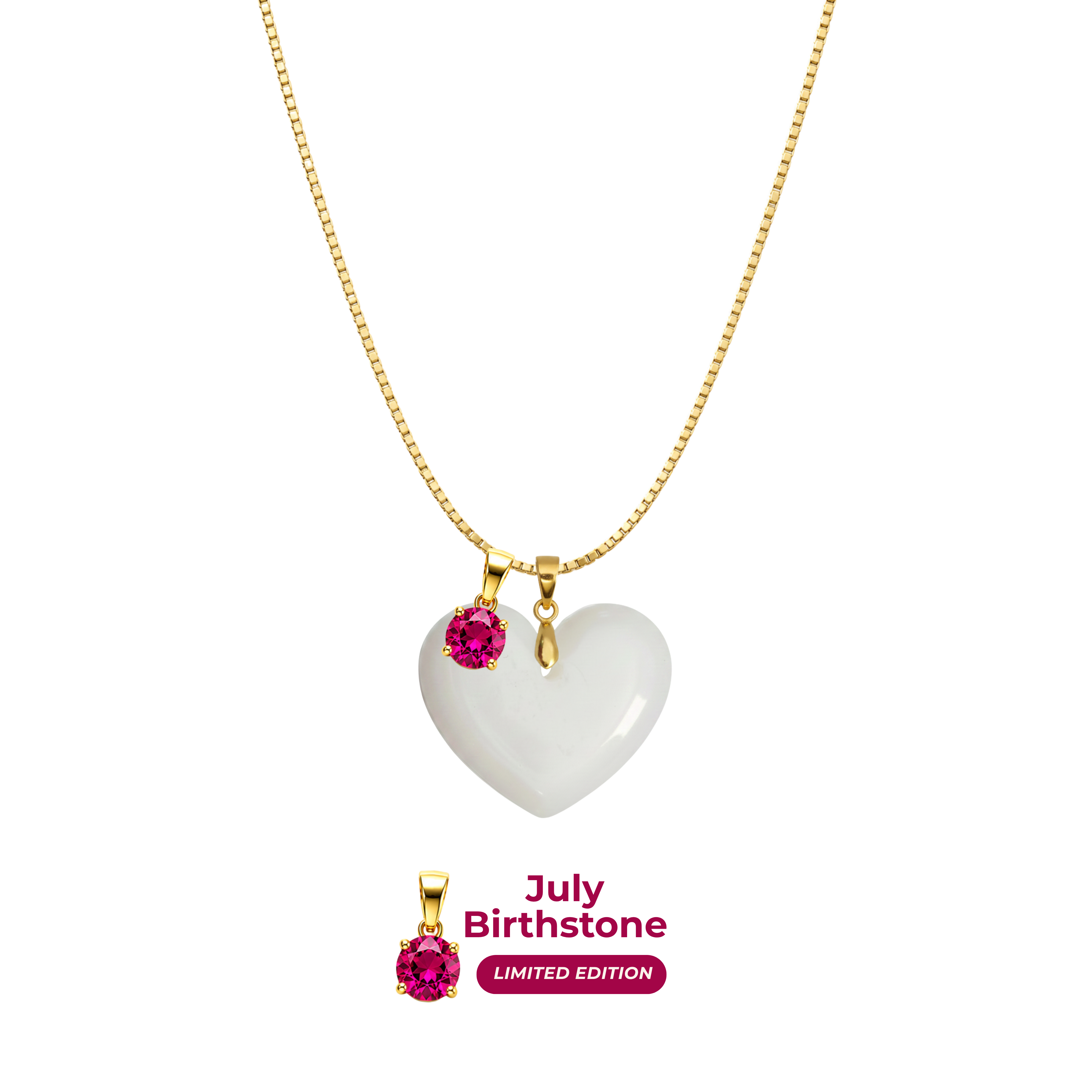 Cœur Rondouillard avec Chaîne et Pendentif du Mois de Naissance