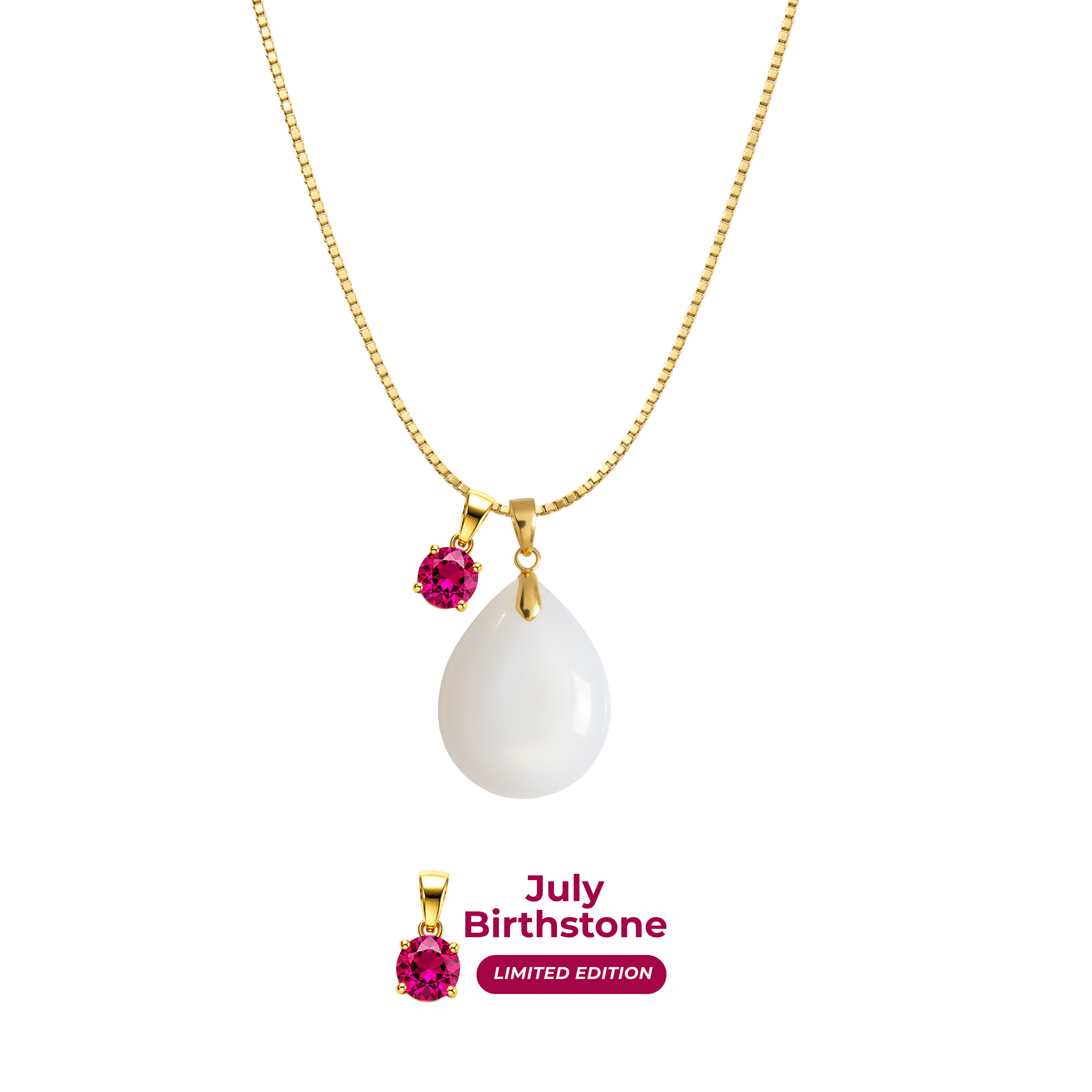 Mini Gota Gordinha com Corrente e Pendente do Mês de Nascimento