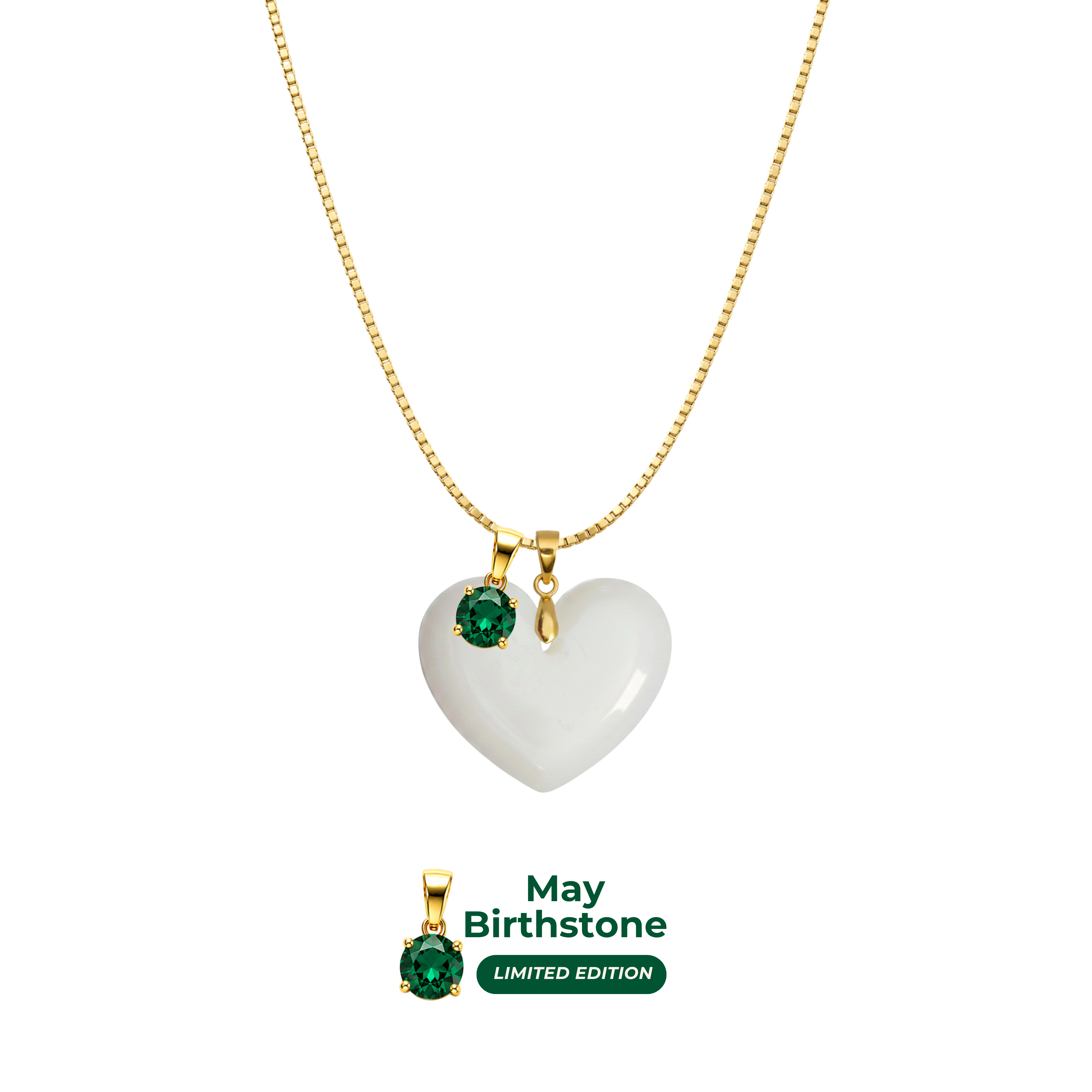 Cœur Rondouillard avec Chaîne et Pendentif du Mois de Naissance