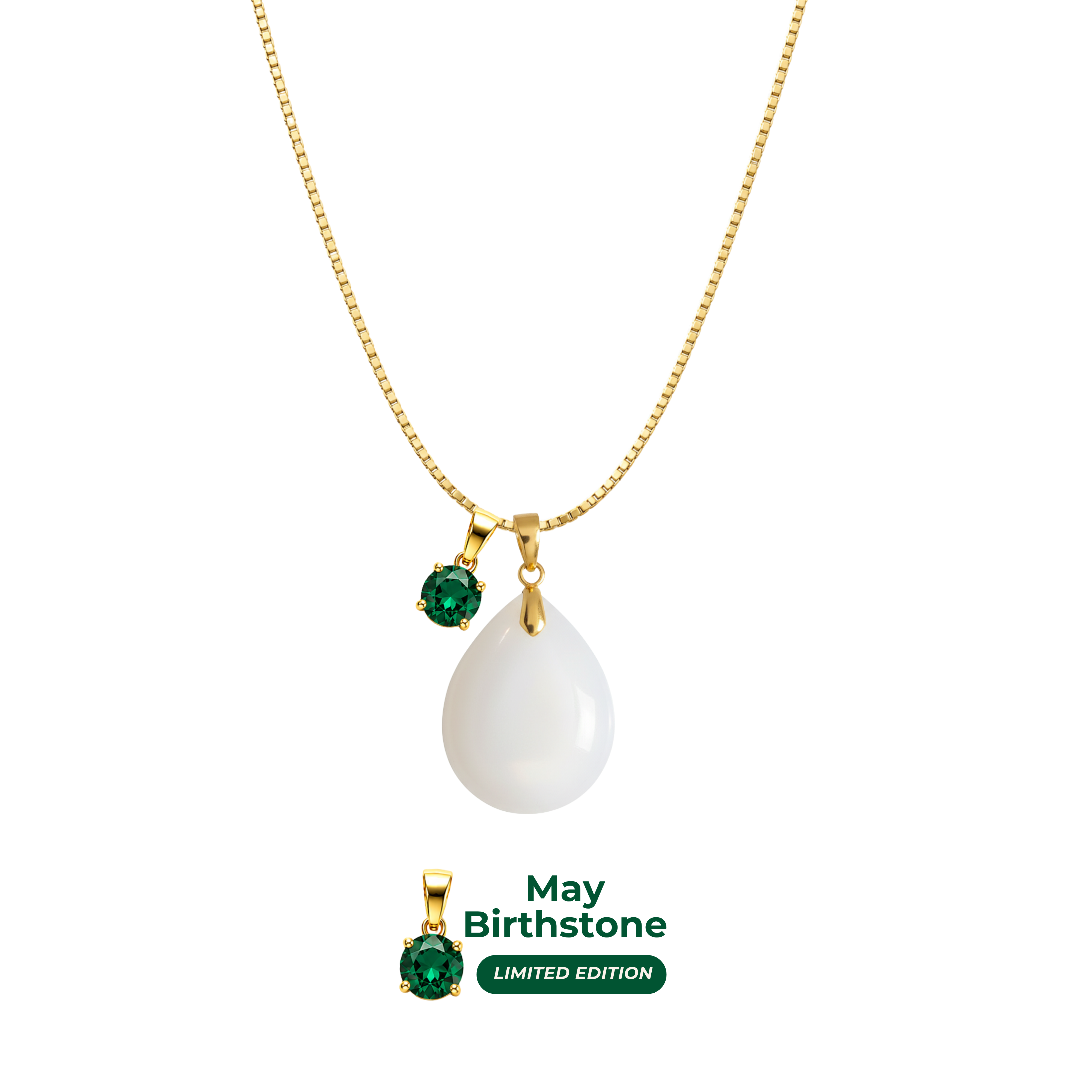 Mini Gota Gordinha com Corrente e Pendente do Mês de Nascimento