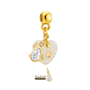 Mini Chubby Heart with Gold Leaf and Zirconia Drop