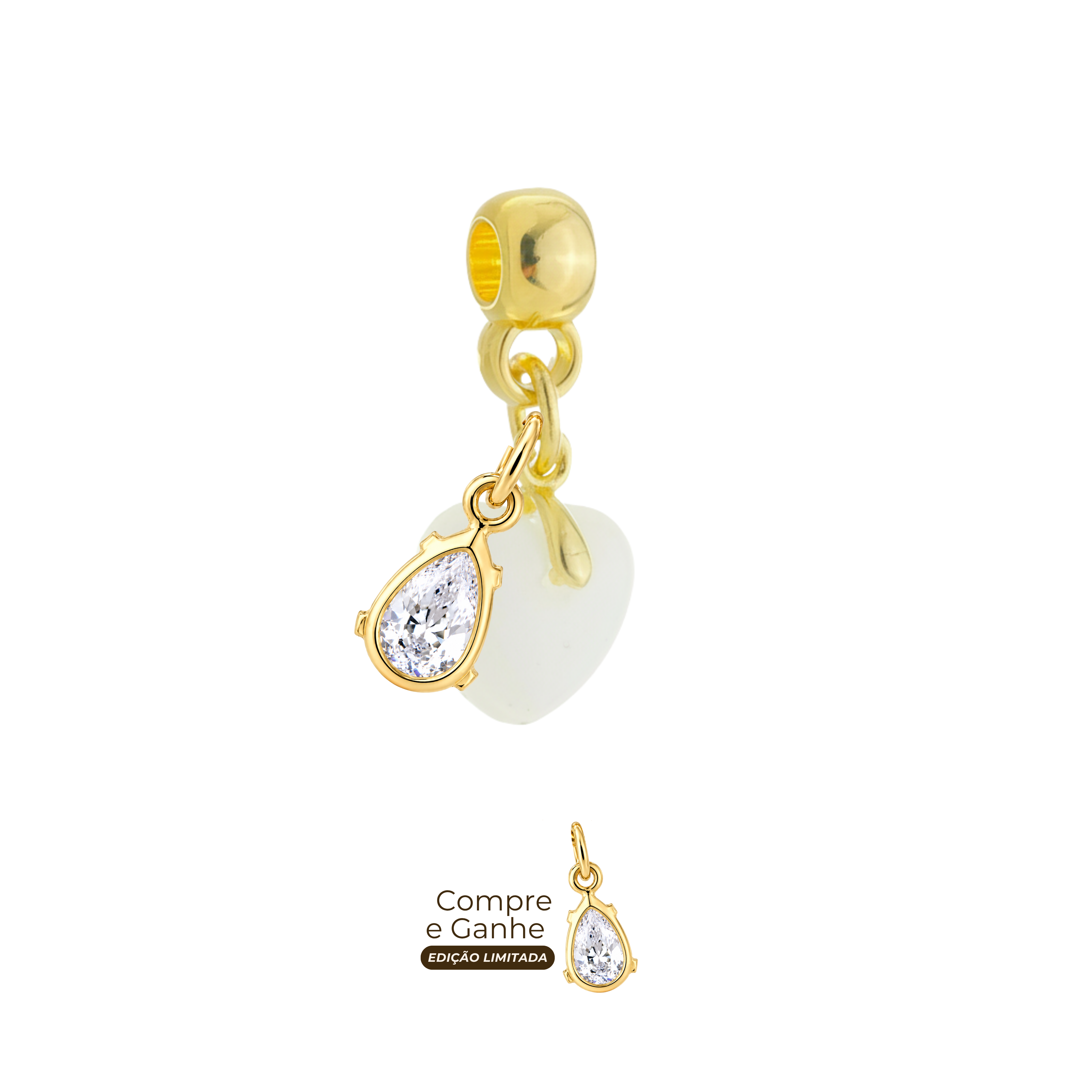 Mini Coração Gordinho com Gota Zircônia
