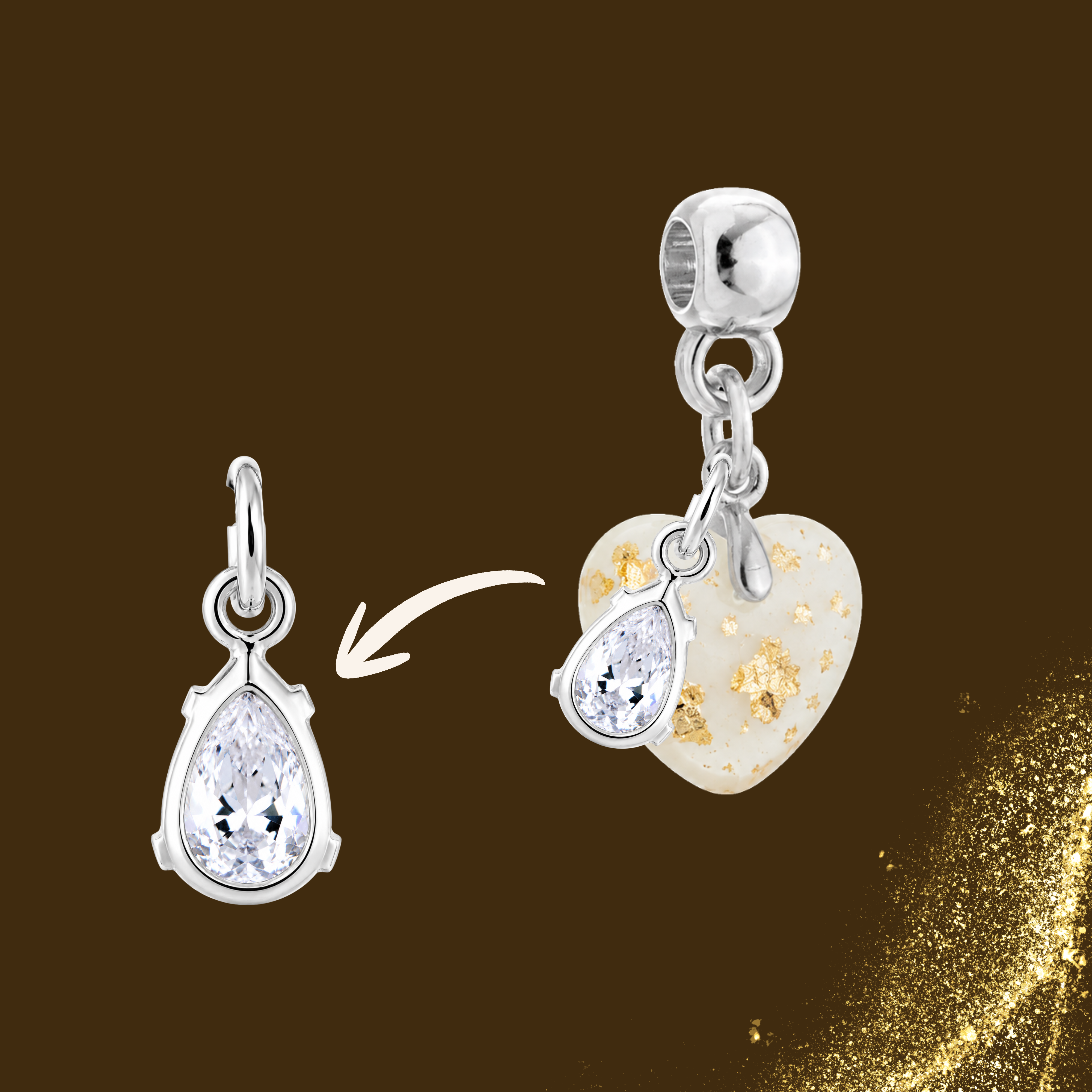 Additional Charm with Gold Leaf and a Zirconia Drop – Kit not included
