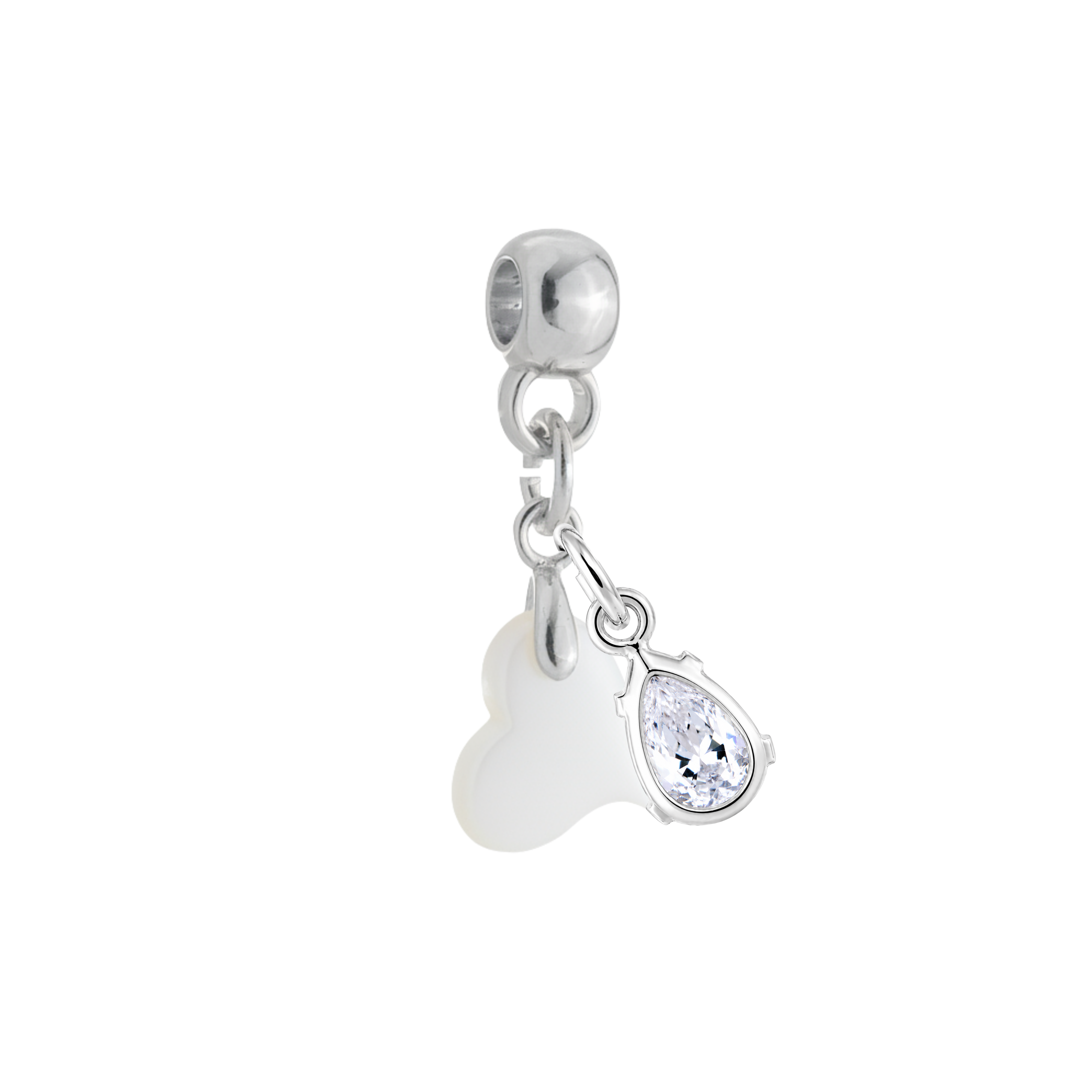 Mini Gedrehtes Herz mit Zirkonia-Tropfen