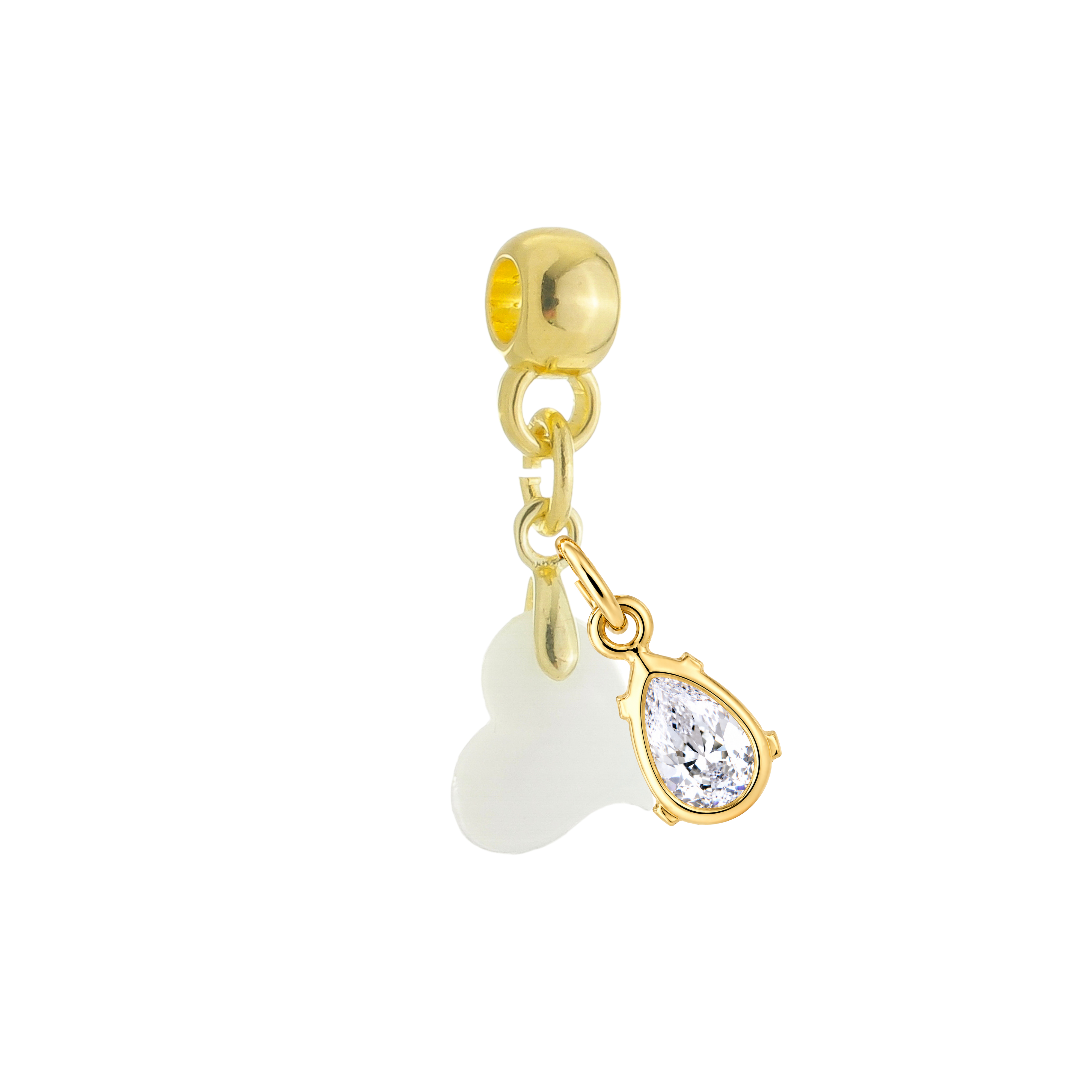 Mini Gedrehtes Herz mit Zirkonia-Tropfen