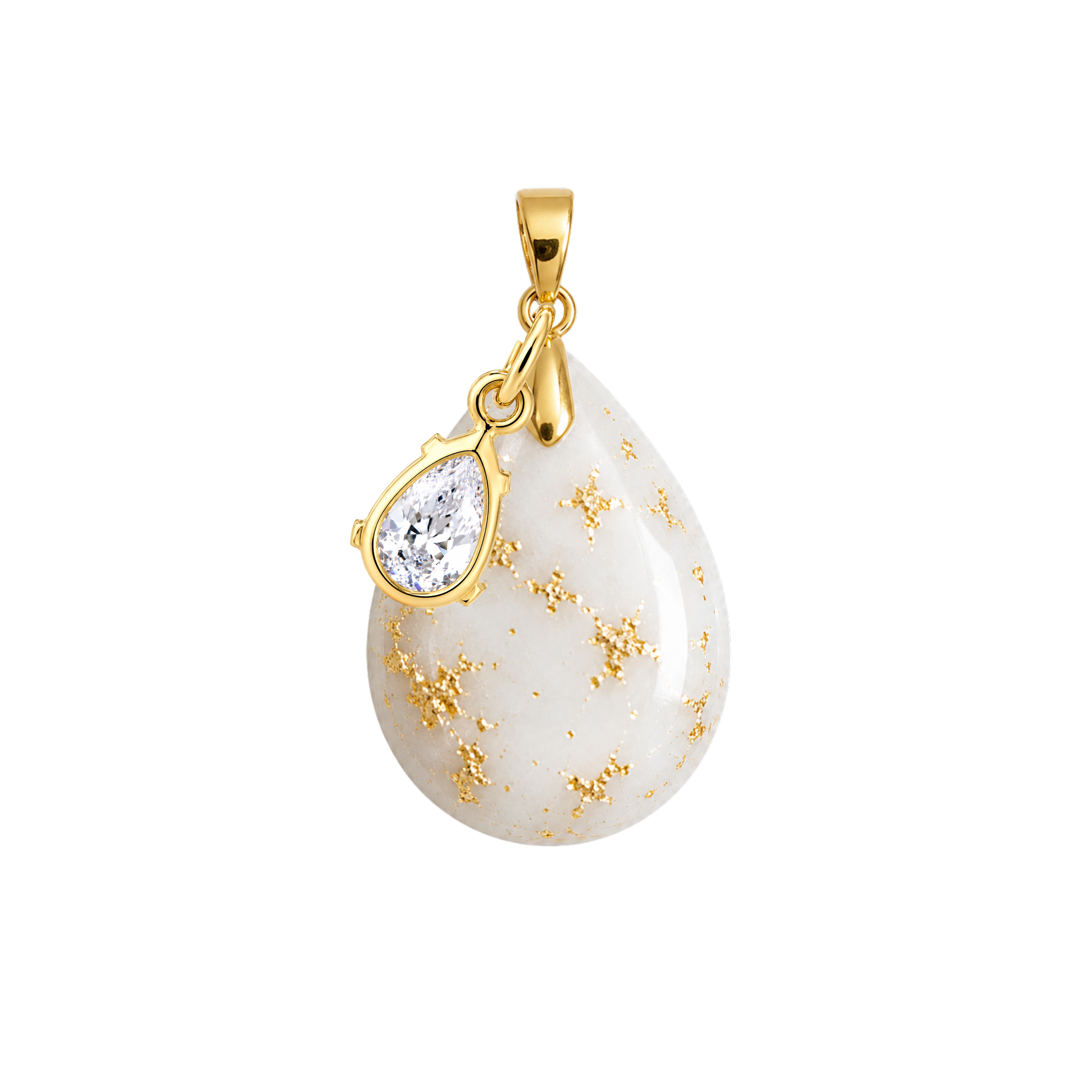 Chubby Mini Drop Gold Leaf with Zirconia Drop
