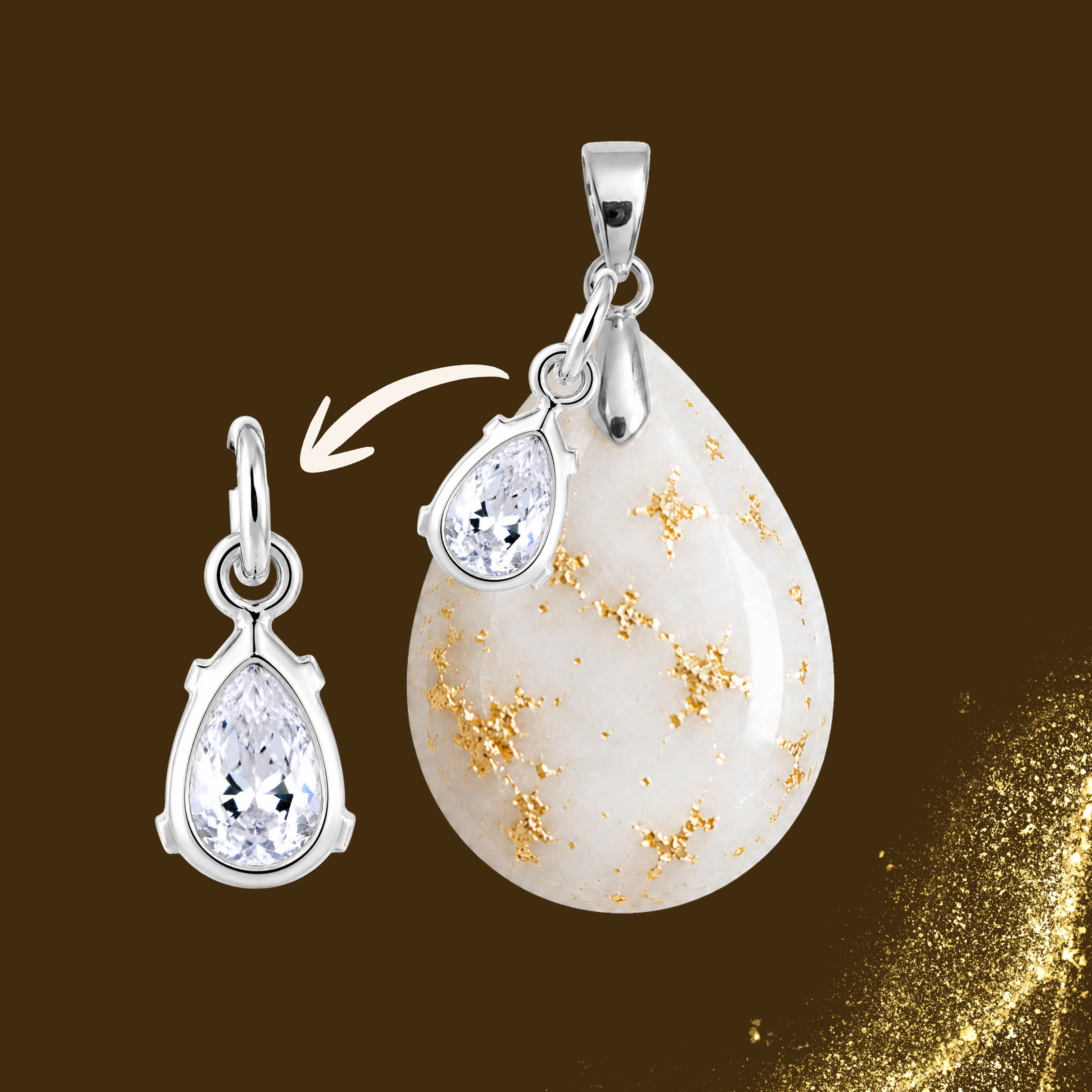 Additional Pendant with Gold Leaf and a Zirconia Drop – Kit not included