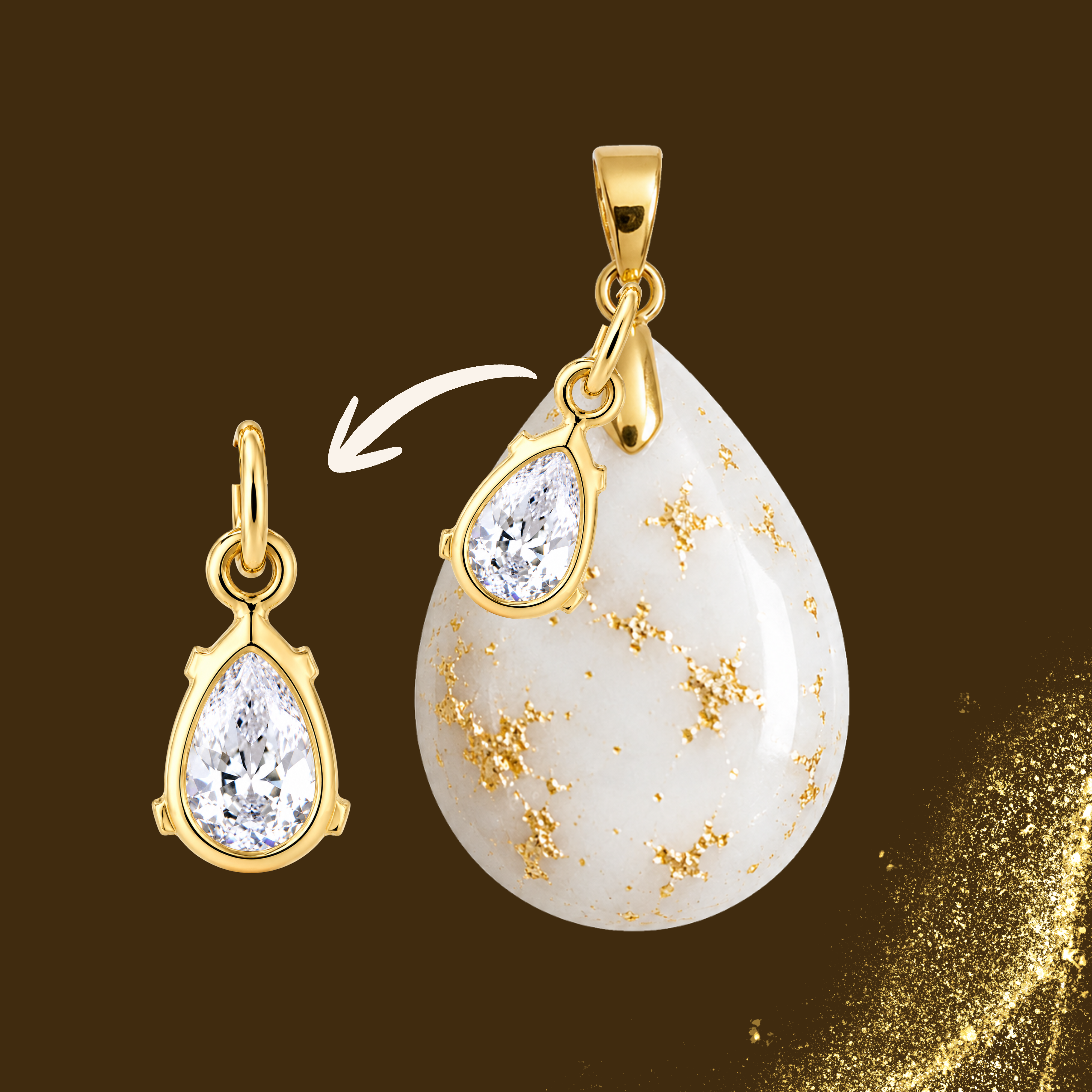 Additional Pendant with Gold Leaf and a Zirconia Drop – Kit not included