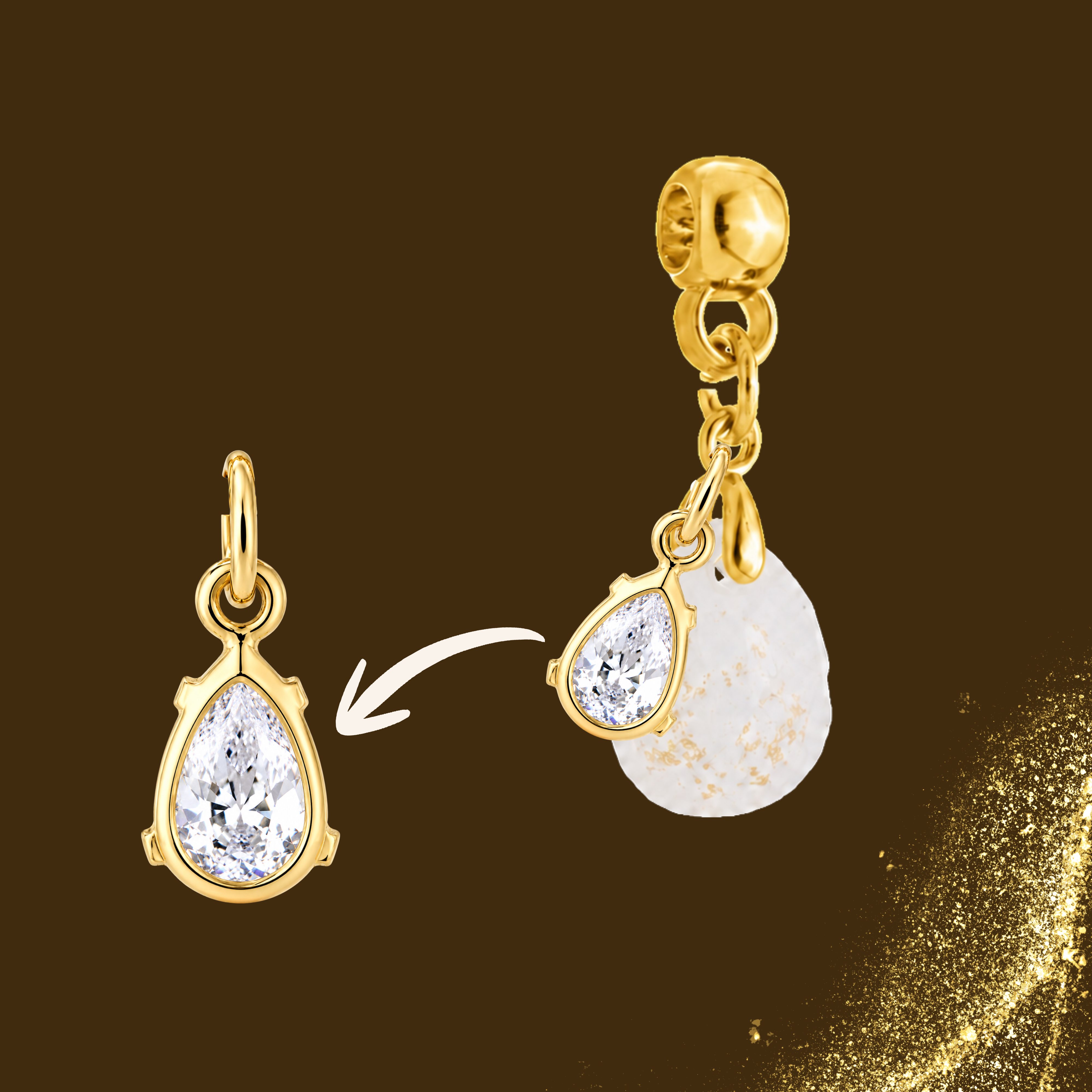 Additional Charm with Gold Leaf and a Zirconia Drop – Kit not included