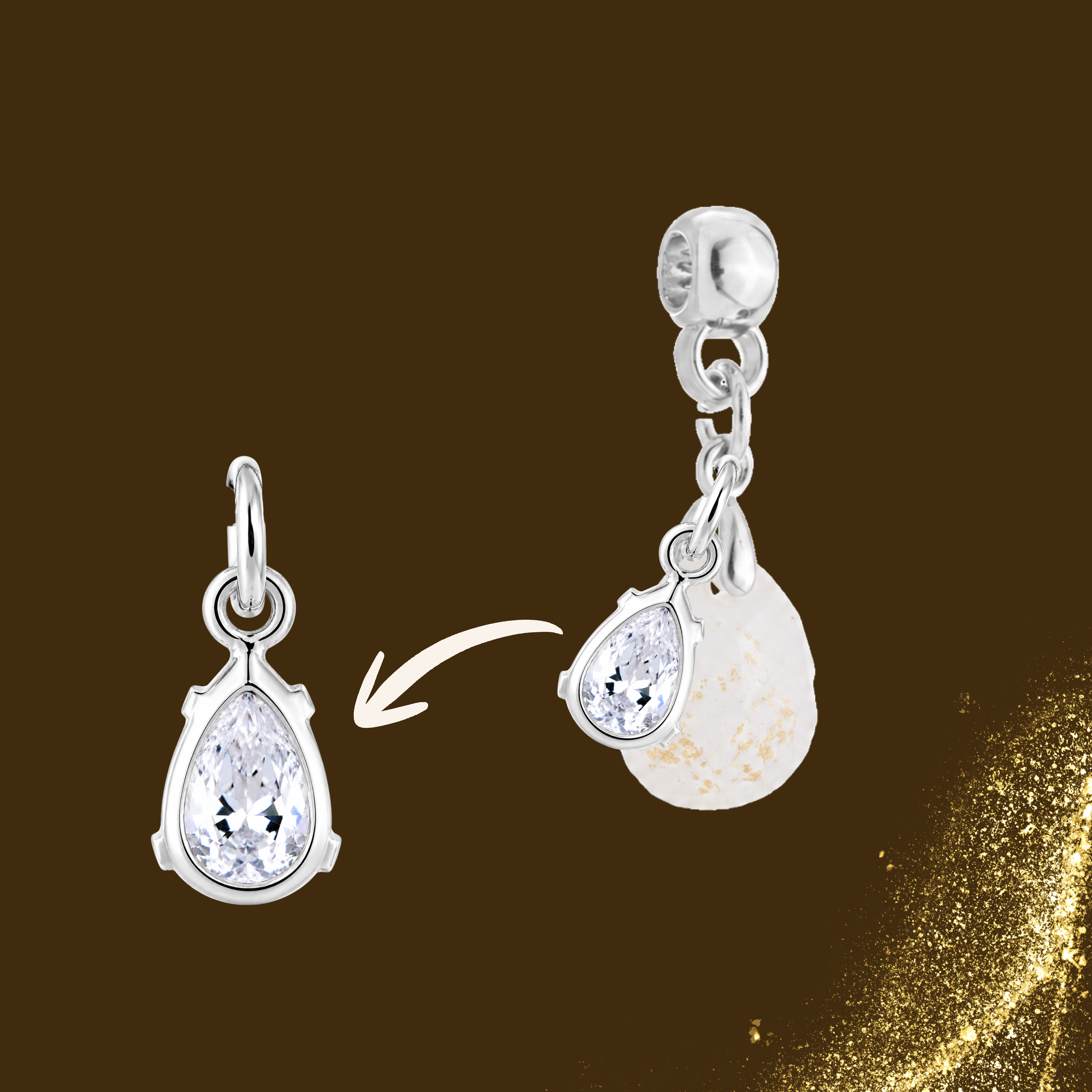Additional Charm with Gold Leaf and a Zirconia Drop – Kit not included