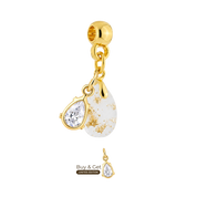 Mini Gota com Folhas Douradas e Gota de Zircónia
