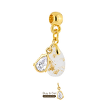 Mini Gota com Folhas Douradas e Gota de Zircónia