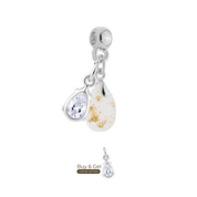 Mini Gota com Folhas Douradas e Gota de Zircónia