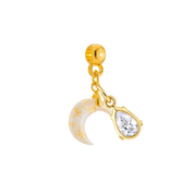 Mini Moon Gold Leaf with Zirconia Drop