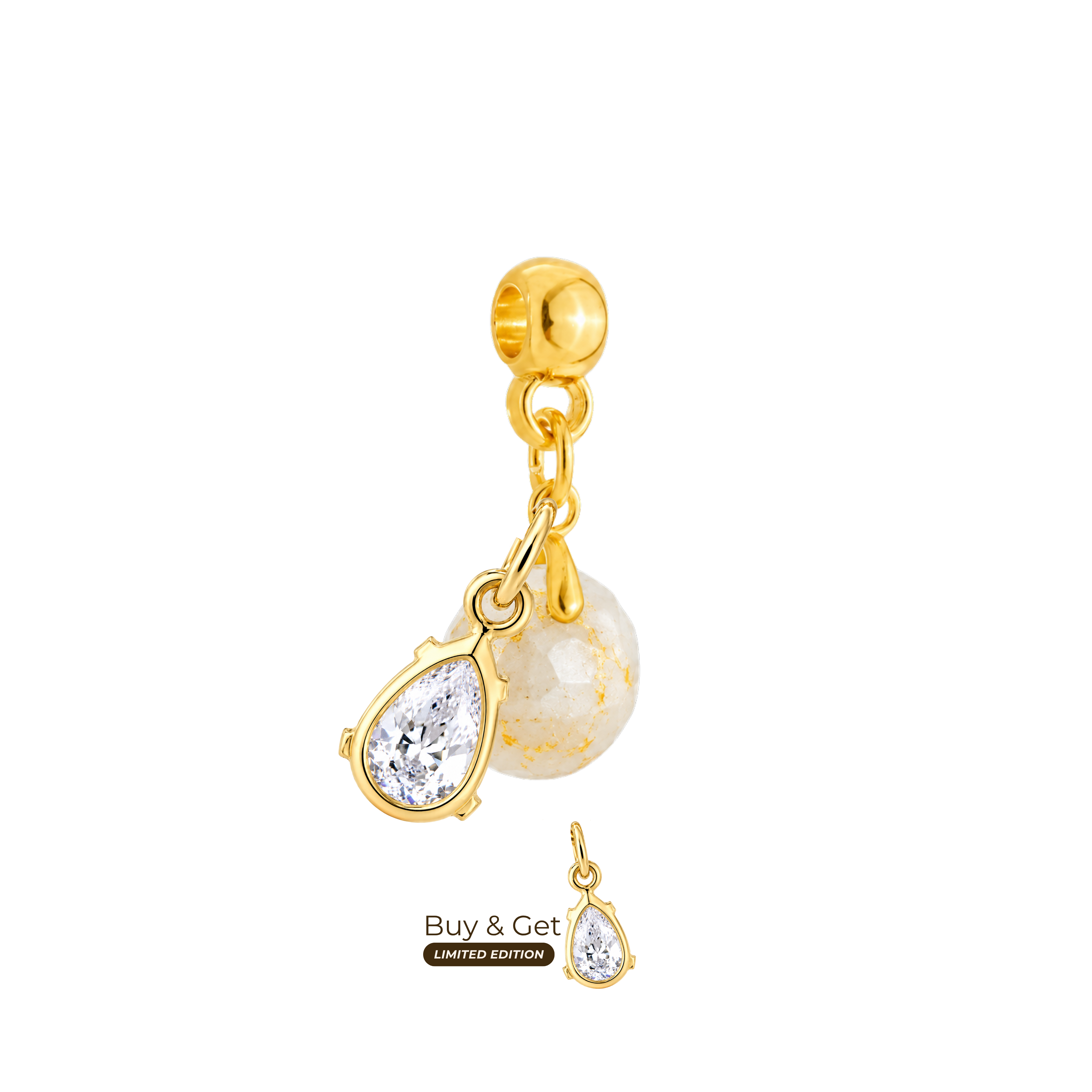 Mini Círculo Texturizado com Folhas Douradas e Gota de Zircónia