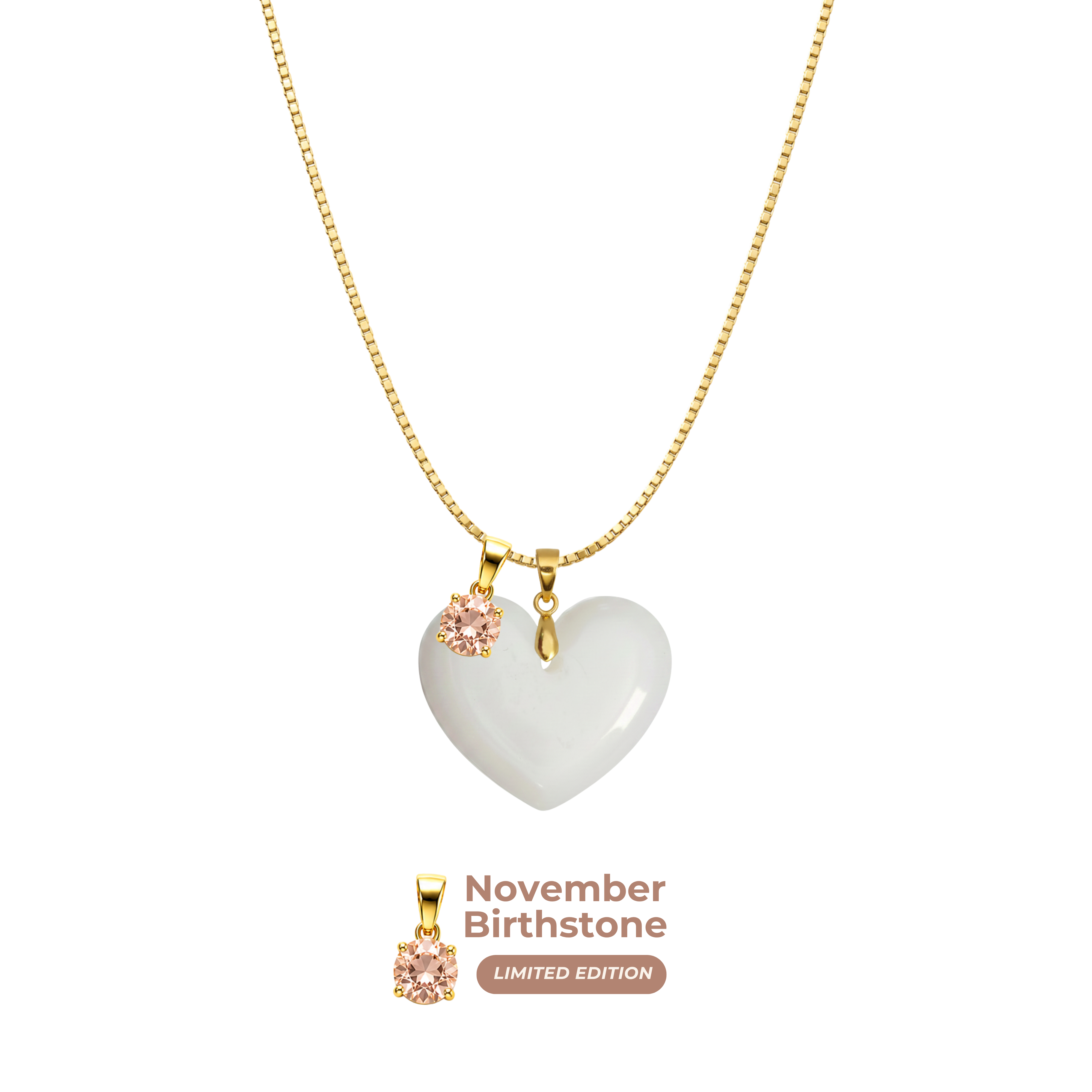 Cœur Rondouillard avec Chaîne et Pendentif du Mois de Naissance