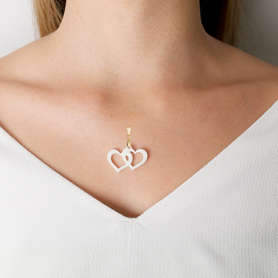 Double Heart Pendent - Breastmilk jewelry